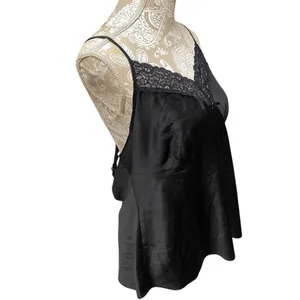 Black Satin Lace Camisole Top Size XL Babydoll Emo Fairygrunge Whimsigoth thumbnail 3