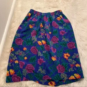 Vintage Country Suburbans Women's Size 2 Pull On Skirt Elastic Waist Blue Floral thumbnail 6