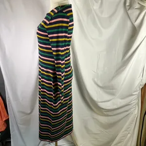 J. Crew Striped Knit‎ Midi Dress Long Sleeve Pink Green Yellow Navy Size 2 New thumbnail 10