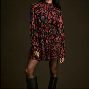 NWT FARM RIO Iridescent Leopard Print Ruffled Mini Dress In Multi‎ Color size XS thumbnail 3