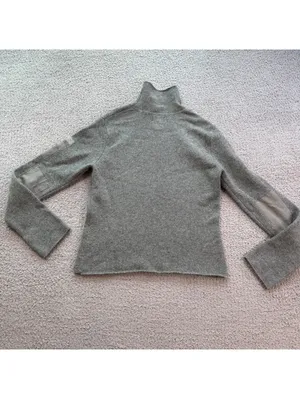 Abercrombie & Fitch AF Utility Lambswool Turtleneck Sweater Gray Y2K Womens L thumbnail 2