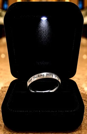 Unisex Minimalist Inspirational 'Keep F*ck*ng Going' SS Ring Size 9 Silver thumbnail 1