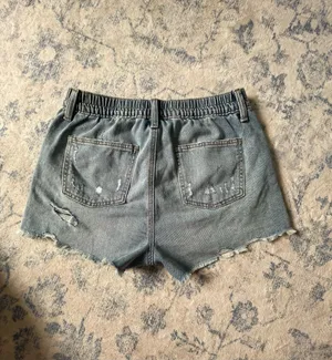 Aerie Light wash distressed denim short thumbnail 2