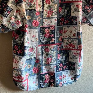Vintage Floral Print Button Down 90s Short Sleeve Cotton Top Patchwork garden‎ thumbnail 4