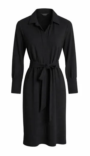 Club Monaco Black Collared Shirt‎ Dress Career Work Office Neutral Minimalist M thumbnail 1
