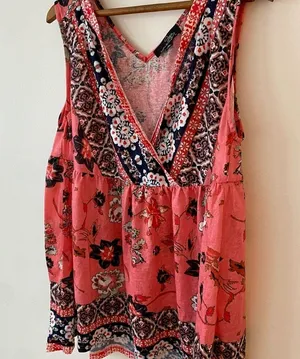 Suzanne Betro sleeveless boho blouse M thumbnail 2
