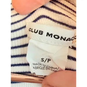 Club Monaco Dress Womens Small White Navy Striped Short Sleeve Bodycon Midi‎ thumbnail 3