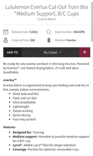 Lululemon Everlux Cut-Out Train Bra *Medium Support, B/C Cups Crunch Black 6 thumbnail 10