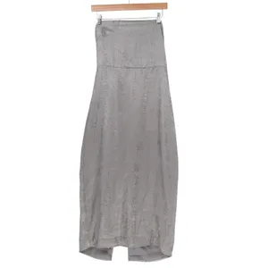 Lulus Silver Metallic Strapless Midi Dress High Low Tulip Hem Size L NWT thumbnail 2