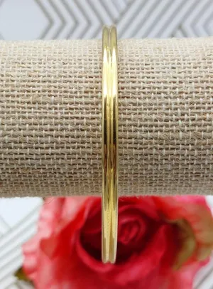 Gold Tone Signed Cuff Bracelet Well Made Engraved Follow Your Heart thumbnail 5