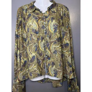 Free People Blouse Womens Medium Multicolor Paisley Balloon Sleeve Tunic Boho thumbnail 2