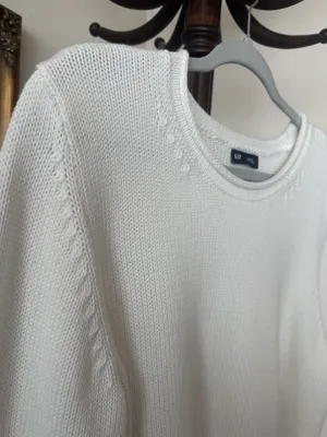 Gap Oversized White 100% Cotton Knit Sweater thumbnail 5