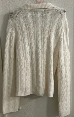 Vince Cashmere & Wool Blend Ivory/Cream V-Neck Collared Sweater-Brand New $425 thumbnail 3