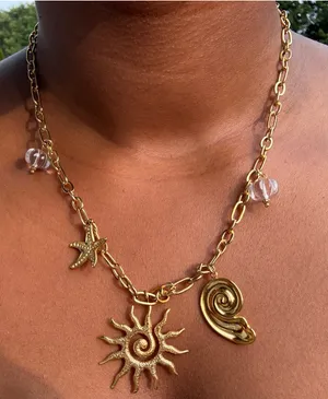18k gold multi charm necklace thumbnail 3