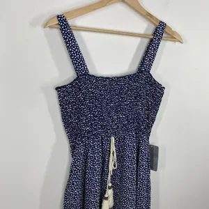 West Kei Navy Blue Dot Print Square Neck Maxi Dress‎ Women's Size Medium M NWT thumbnail 4