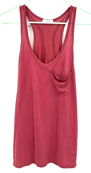 Babaton‎ size small racer back tank top pink red with pocket on front sueded thumbnail 1