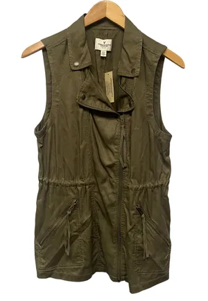 NWT American Eagle Outfitters Olive Green Utility Vest Jacket Moto‎ Style Medium thumbnail 1