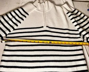 French Connection Stripe Half Zip Sweater Size Medium thumbnail 5