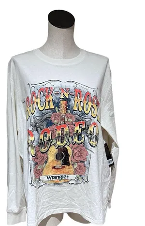 Nwt Wrangler Women'S Rock-N-Rose Rodeo Tee Large thumbnail 7