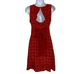 ANTHROPOLOGIE GIRLS FROM SAVOY Gogi Red Plaid Sleeveless Bow‎ Back Dress EUC 0 thumbnail 5