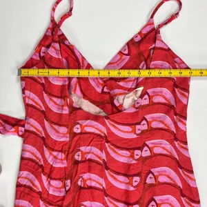 NWT Farm Rio Linen blend Copabanana Wrap Mini Dress Red Pink Size M thumbnail 16