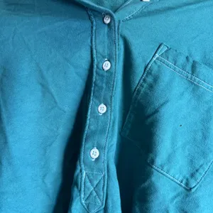 Aerie Take It Easy Popover Polo Sweatshirt - Teal thumbnail 2
