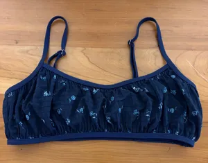 LA Hearts by PacSun Navy Blue‎ Floral Smocked Bikini Top Size Medium Adjustable thumbnail 1