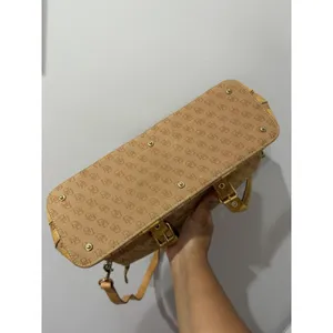 Vtg Dooney‎ & Bourke Y2K Satchel Handbag Monogram Canvas Croc Embossed Trim F thumbnail 9