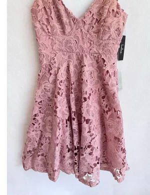 Lulus Dusty Rose Nora Lee Floral Lace Midi Dress Boho Cocktail Party Wedding M thumbnail 5
