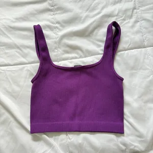 Zara‎ Womens Size XS/Small Cropped Ribbed Tank Top Purple Breathable Soft thumbnail 6