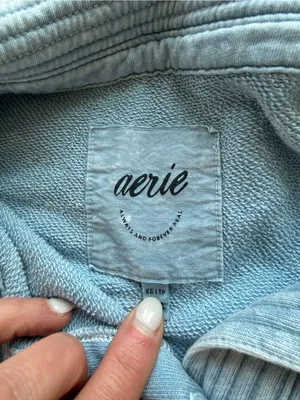 Aerie Oversized Quarter Snap Sweatshirt Blue XS thumbnail 7