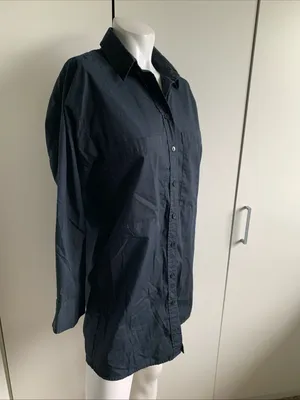 Abercrombie navy blue size XS long sleeve Button-up tunic shirt dress thumbnail 2