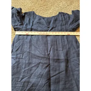 Roller Rabbit Lorena Navy 100% Linen Shift Dress 3/4 Sleeves Lined Pockets Sm thumbnail 6