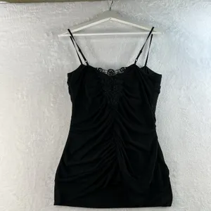 Vintage Y2K Takara L Large Babydoll Top Ruched Ruffle Tank Whimsygoth Goth Fairy thumbnail 9