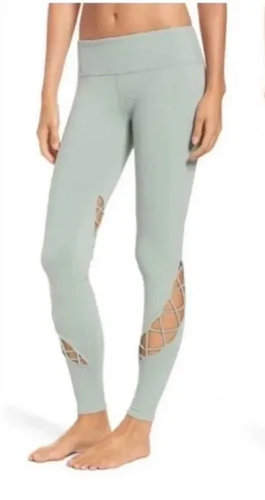 ALO Yoga Entwine Leggings‎ Sage Green Lace-Up Cutout Size S thumbnail 1