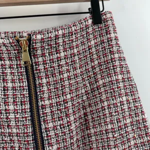 Ronny Kobo Skirt SZ Medium Loretta Tweed Mini Red Navy Gold Front Zip Lined thumbnail 8