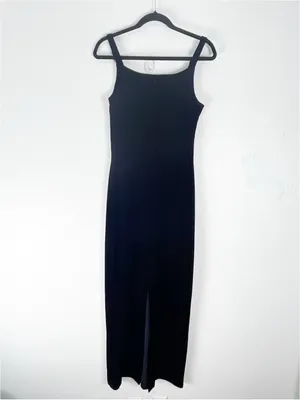 JESSICA MCCLINTOCK GUNNE SAX Black Velvet Back Zipper Jeweled Straps Dress 9/10 thumbnail 2