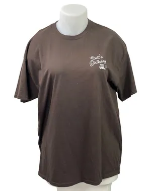 Women's Brown Yeehaw Cowboy Cat Western Short Sleeve T Shirt Tee Top Size XL thumbnail 1