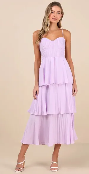Lulus Midi Dress Lavender thumbnail 1