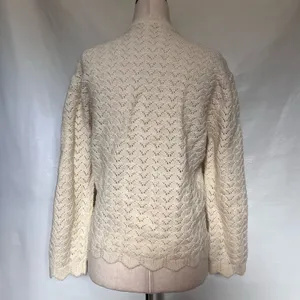 Vtg 60s Pointelle Knit Cardigan Women Sz S Cottagecore Coquette Wintuk Scallop thumbnail 6