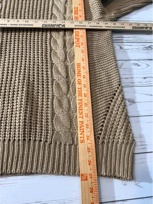 Tan Cable Knit Cutout Back Sweater Tunic Open Knit Size 11-13 thumbnail 11