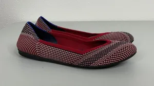 Rothys The Flat Womens 6 Red White Blue Patterned Knit Round Toe‎ Ballet Flats thumbnail 1