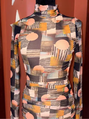 AKIRA Abstract Geometric Midi Dress thumbnail 3