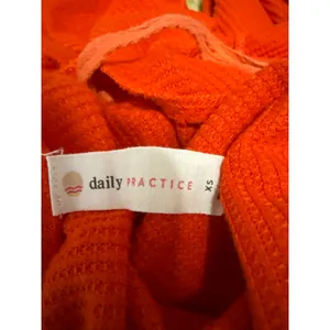 Anthropologie Orange Waffle Knit Long Sleeve Pocket Crop Sweater Top Size XS thumbnail 3