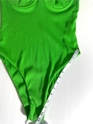Kulani Kinis Neon Green Ribbed One piece Swimsuit Size XL NWT thumbnail 8