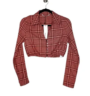 ZARA Plaid Crop Tops Orange Size Small thumbnail 5