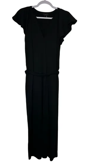 Paige Black Flutter‎ Sleeve V-Neck Maxi Dress with Tie Waist Small thumbnail 1