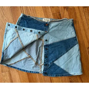 Madewell patchwork denim mini skirt, size 28 Festival Boho Hippie Streetwear Y2K thumbnail 2