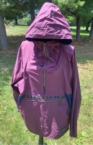 L.L. Bean Plum Hooded Utility Anorak with Navy Trim Vintage Unisex Windbreaker thumbnail 1