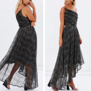 La Maison Talulah Starcrossed Lover Black Gold Metallic High Low Gown L thumbnail 3